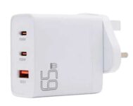 Pama 65W USB-C/A Compact Smart 3-port GaN Charger 2C1A UK Wall Plug Free Drawstring Bag