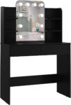 Panana Vanity Makeup Table with LED Mirror Dressing Table with 4 Shelves and 2 Drawers, Bedroom Dresser for Home Furniture (Black)