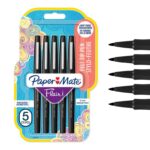 Paper Mate Flair Felt Tip Pens Medium Point (0.7 mm) Black, 5 Pack