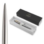 Parker Jotter K61 Ballpoint Pen Stainless Steel with Golden Trim Medium Point