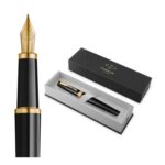 Parker Meridian Fountain Pen, Black Lacquer, Gold Trim, Fine Nib