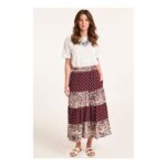 Patchwork Print Crinkle Skirt