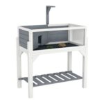 PawHut Wooden Tortoise House with Shelf, Grey