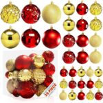 Pelle & Sol 36-Piece Christmas Decorations Bauble Set – Shatterproof Christmas Tree Decorations in Assorted Sizes