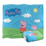 Peppa Pig Silky Touch Blanket 152×127 Cm, Peppa and George