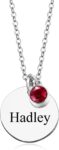 Personalised Birthstone Necklace for Women Stainless Steel Necklace with Name Engraving Pendant for Mum Wife Grandma Christmas Gift