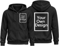Personalised Jackets for Men UK, Mens Zip Up Hoodies Custom Hoodie with Text Photo Logo Front and Back, Hooded Sweatshirts Casual Activewear Custom Hoody Long Sleeve Tops Work Jacket Running Jacket