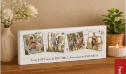 Personalised Memento Company Photo Upload Hearts Mantel Block White (99p C&C)