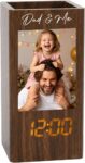 Personalised Photo Digital Desk Clock with Pen Holder, Picture Alarm Clock with Name, Text or Initial Gift for Dad, Mum, Couples, Teachers Fathers Day Christmas (Brown)