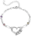 Personalised Womens Bracelet with Birthstone: Womens Bracelets with 2-4 Names Adjustable Gifts for Mum, Wife, Girlfriend