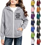 Personalised Zip up Hoodies for Kids Unisex School Jacket Size 4-12 Years