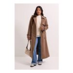 Petite Cuff Detail Buttoned Longline Coat