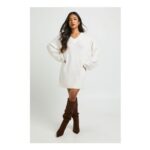 Petite Super Soft v Neck Knitted Mini Dress