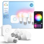 Philips Hue Bridge Essential E27 Smart Bulbs ( 4 Pack /WhiteColour Ambience/2200K-6500K/Smart LED/Dimmable/Bluetooth/App Control /Prime )