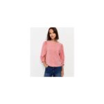 Pink Cropped Balloon Sleeve Button Blouse