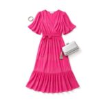 Pink Gold Detail Wrap Dress