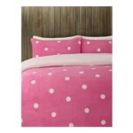 Pink & White Spot Print Teddy King Duvet Set