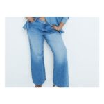 Plus Blue High Waisted Straight Leg Jeans