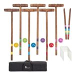 Pointyard 32 Six-Player Croquet Set Regulation, Wooden Mallets, Balls