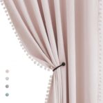 Pompom Blackout Curtains for Bedroom Pink Girls 84 inch Energy Efficient Thermal Insulated Living Room Darkening