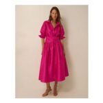 Poppy Belted Midi Shirt Dress Pink