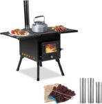 Portable Camping Wood Stove, Stainless Chimney Pipes
