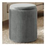 Portland Grey round Storage Ottoman – 45 X 35 X 35cm