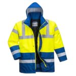 Portwest S466 Hi-Vis Contrast Winter Traffic Jacket (Yellow/Royal, XL)
