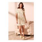 Postcard Print Short Sleeve Nightdress – Yellow