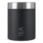 Premier Housewares Tea Canister, Black, H13xW10xD10cm