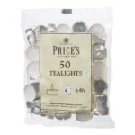 Prices Patent Candles White Tealights Bag, Pack of 50,