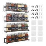 Priksia 4-Pack Wall-Mounted Spice Rack Organizer with Adhesive Stickers Screws
