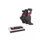 Pringle Pack of 3 Flatlay Argyle Charcoal Ladies Socks in a Gift Box