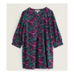 Printed A-Line Tunic Size 8 Leaf Magenta
