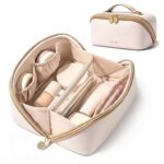 Prite Travel Makeup Bag Flat Lay Cosmetic Case with Brush Pocket Toiletry Bag, Two Sizes, 2 Compartments – Sold by PriteShop / FBA