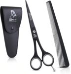 Professional Hair Cutting Scissors Set with Comb & Pouch, Black Steel
