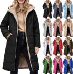 Puffer Jackets Women Long Winter Coats Warm Ladies Fleece Jackets Full Zip