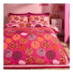 Pumpkin Print Reversible Duvet Cover Set, Hot Pink – King