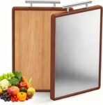 Pure Titanium Double Chopping Board,Stainless Steel Chopping Board, Food Grade Cutting Board for Kitchen,Plastic Free,Antibacterial,Meat,Bread Board,Suitable for Home Kitchens and Camping