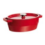 Pyrex 29cm Oval Cast Iron Slow-Cook Enamelled Casserole – Red