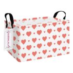 QUEENLALA Rectangular Laundry Hamper, Foldable Nursery Basket, Pink Heart