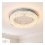 Qcyuui 20W LED Ceiling Light, Chrome Crystal Effect Flush Mount, 3000K