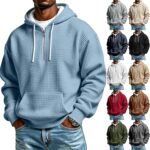 Quarter Zip Jumper Men Oversized Textured Sweatshirts Waffle Knit Hoodies