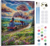 RICUVED Seaside Village Paint by Numbers Kit with Frame for Adults 20x30cm