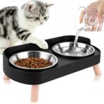 Raised Cat Food Bowls, 2 Stainless Steel Cat Bowl with Splash Proof Design
