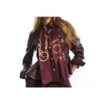 Red Monogram Chain Print Skinny Scarf