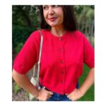 Red Short Sleeve Cardigan KNT3031-6