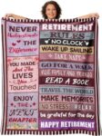 Retirement Gifts for Women Men, Throw Blanket, Funny Farewell Gifts for Colleague, Teacher, Mum, Coworkers Women, Retirement Party Decorations, Leaving School Work Farewell Present, 130x150CM (Purple)