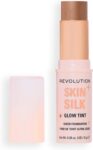 Revolution Skin Silk Glow Tint Sheer Foundation Stick, For Luminous Skin, Banish Blemishes & Smooth Fine Lines, Shade Tan Cool, 8g