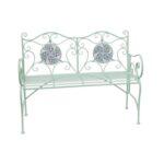 Rhone Metal Garden Bench with Floral Mosaic Pattern